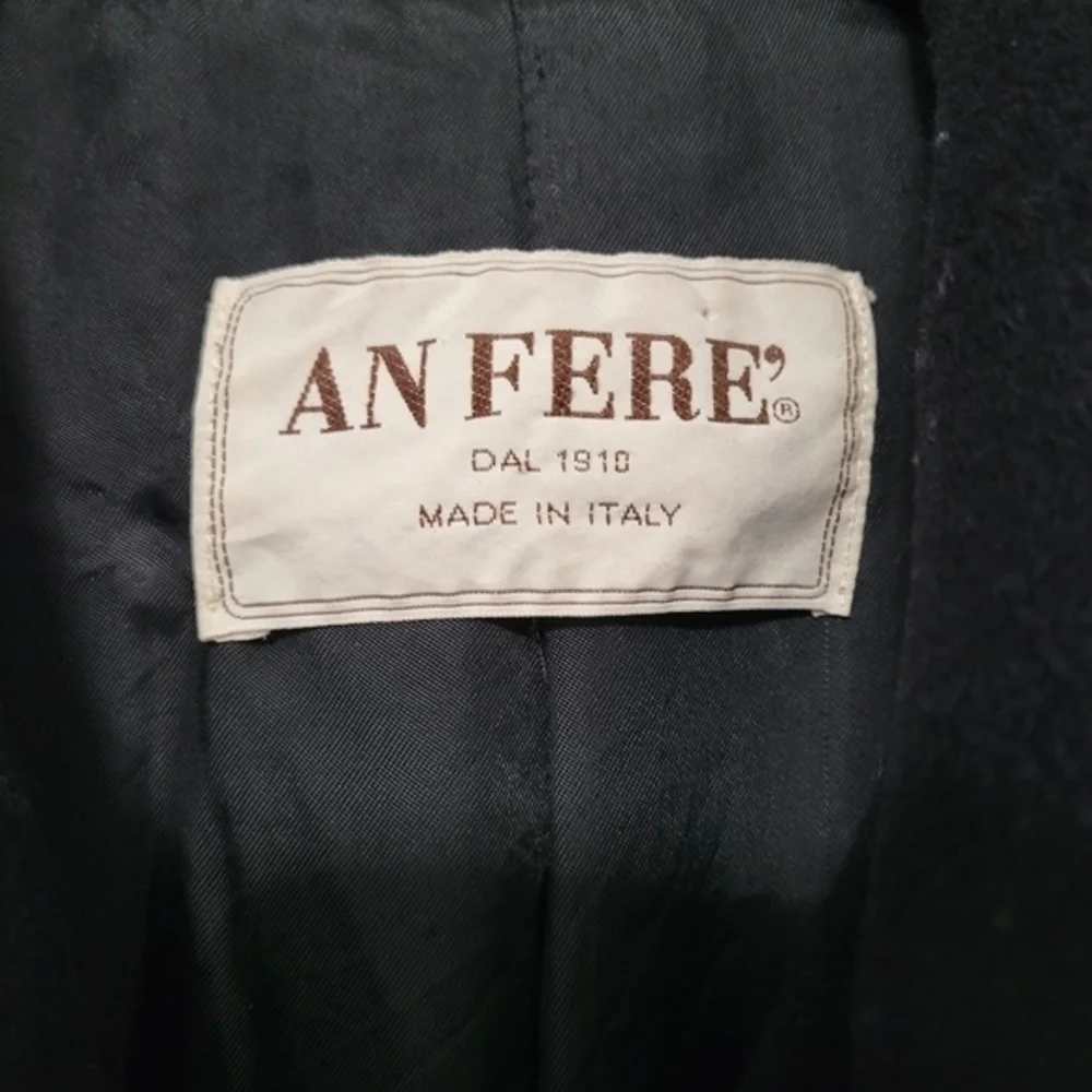 An Fere Women's‎ Black Wool Angora Collared Lined Coat Made in Italy Sz 46 US 12